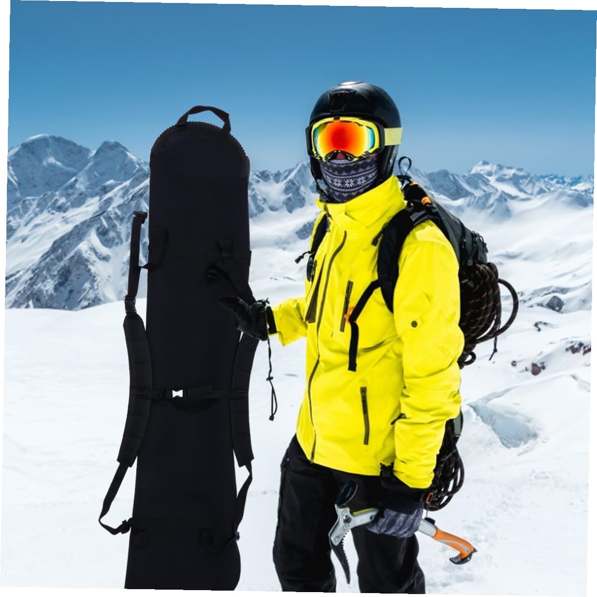 Housse de Snowboard Légère Noire Paquet à Dos Multifonction pour Équipement de Ski Protection et Rangement Pratique pour Snowboard Adaptée Transport et Voyage Matériau