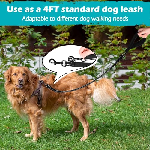 Zugstopp Halsband Hunde Große Hunde 1.5 M Anti-Zieh Geschirr für Mittlere Hundeleine Doppelleine für Reflektierend Hundeleine zum Trainieren und Gassi gehen für Große Mittlere (Schwarz)