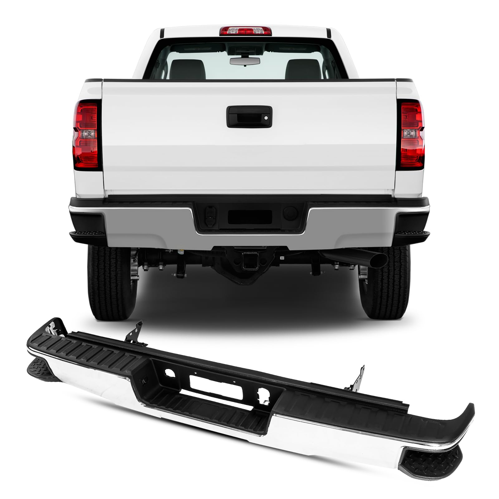 Amazon.com: KYX Chrome Steel Rear Bumper Replacement for
