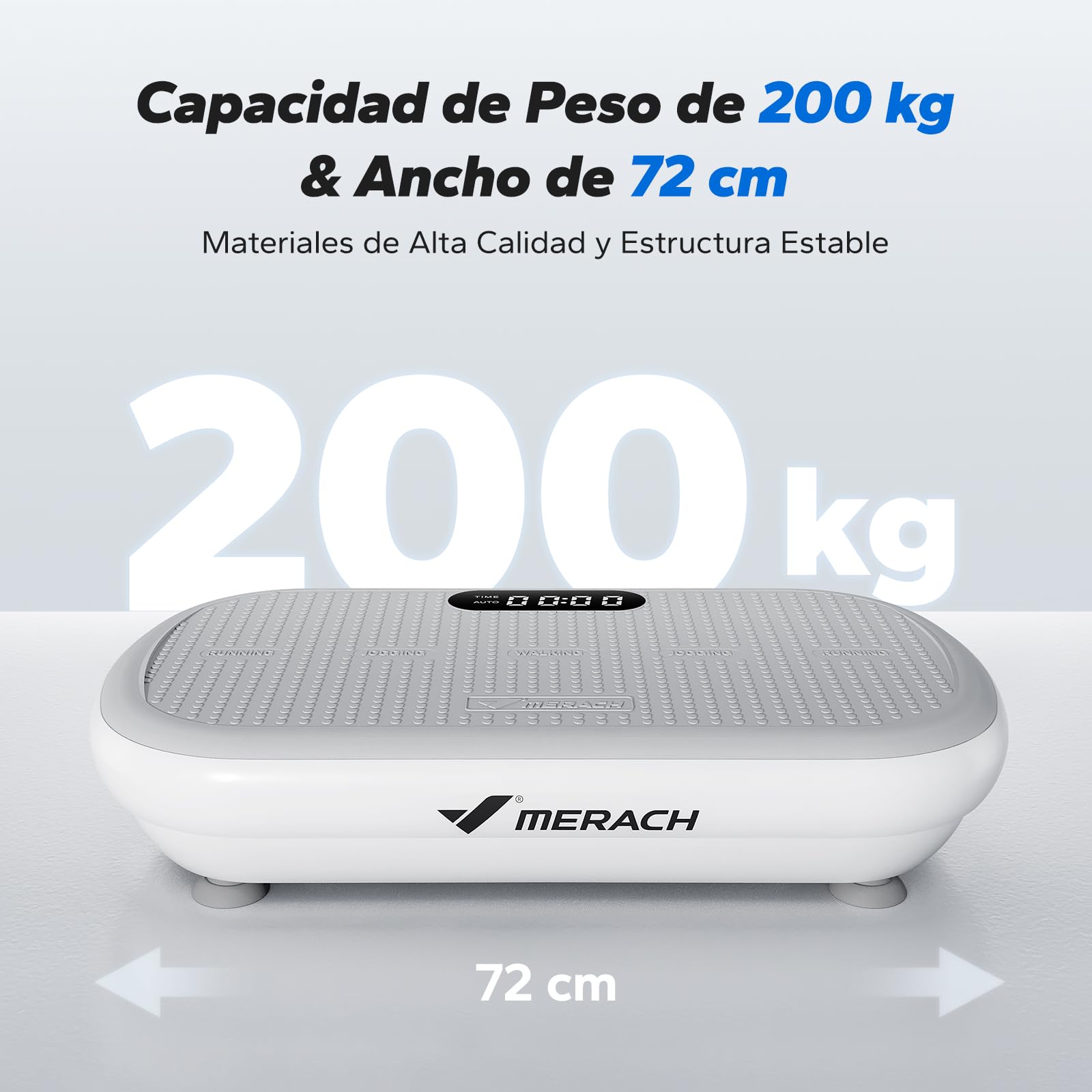 MERACH Potente Plataforma Vibratoria para Entrenamiento y Musculación, 13 mm de Amplitud, 200 kg de Capacidad de Peso, Pedal de Silicona, Altavoz Bluetooth Integrado