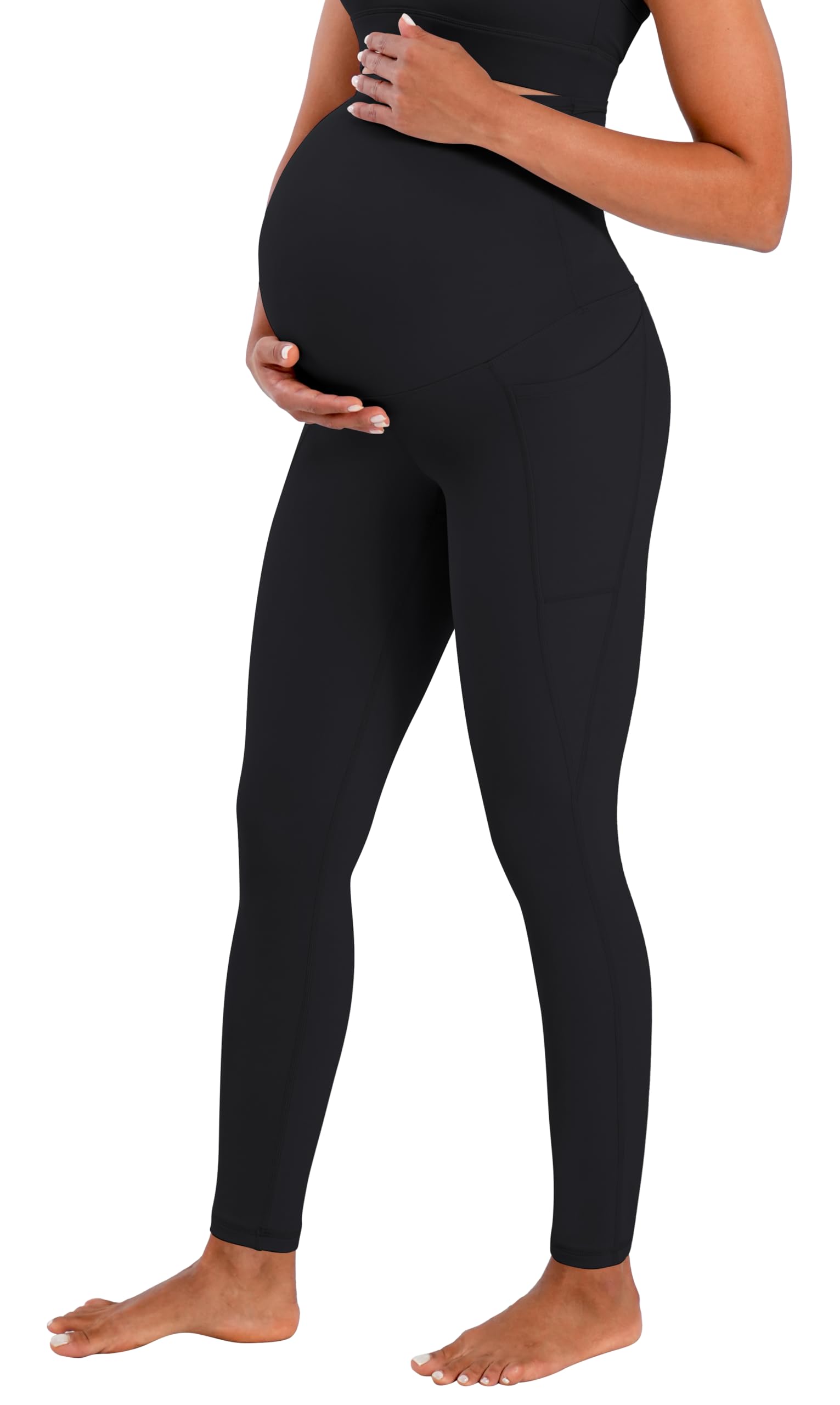 Sunzel Sunzfly - Leggings premaman da donna sopra la pancia, morbidi, pantaloni da yoga per gravidanza per primavera estate allenamento lounge, nero, L