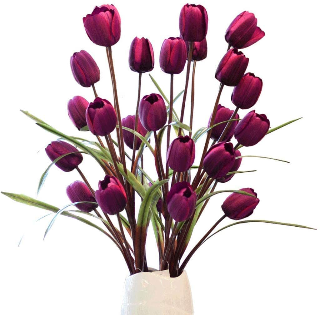 Sztuczne Kwiaty Sztuczne Kwiaty W Wazonie, Sztuczne Kwiaty Jedwabny Tulipan Prawdziwy Dotyk Ślubny Bukiet Ślubny Dla Domu Przyjęcie Ogrodowe Kwiatowy Dekoracja Domu (Color : A)