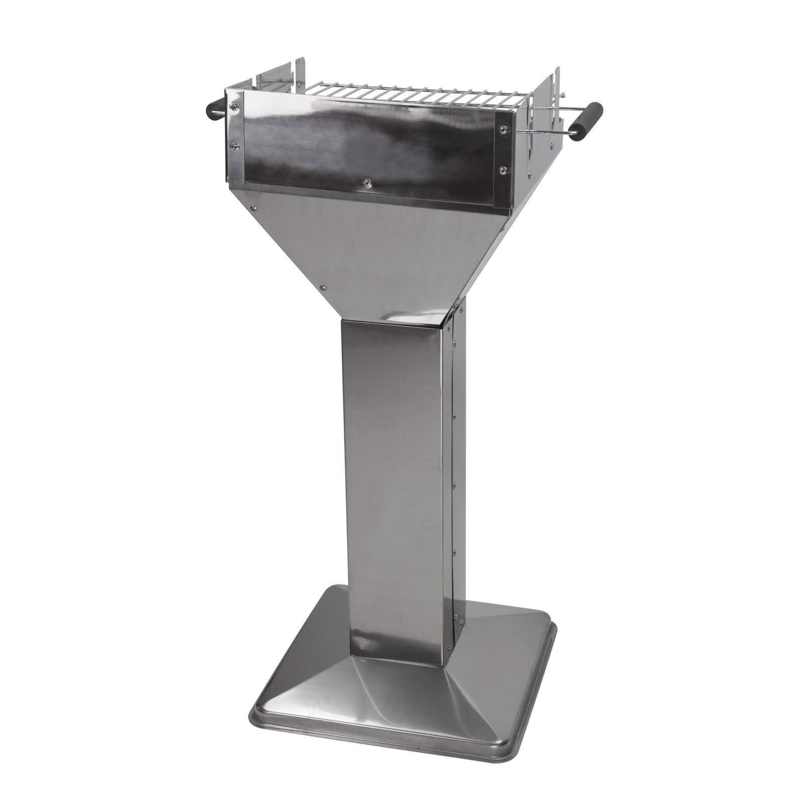DEMA Grill kolumnowy 52,5 x 41,5 x 94 cm – grill lejkowy, grill na węgiel drzewny, grill węglowy, ze stali nierdzewnej, wytrzymały i odporny na wysokie temperatury, idealny do ogrodu, na taras i do