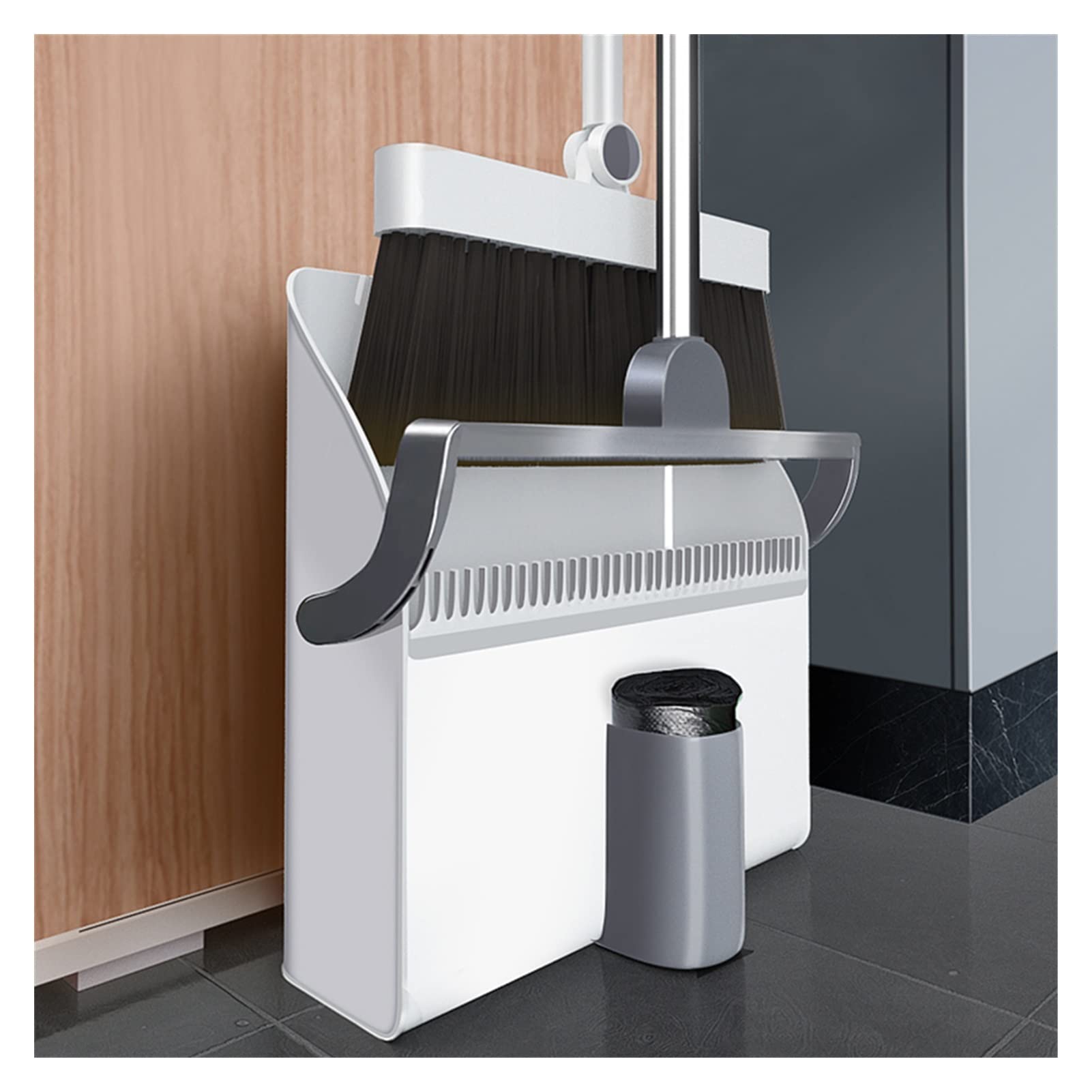 Scopa e Paletta Cucina con pennello Combo Stand Up Broom Dustpan Set Home Pavimento Casa Spazzatura Acciaio Acciaio inossidabile Asta Polvere rimuovere la maniglia lunga da interno Set Scopa e Paletta
