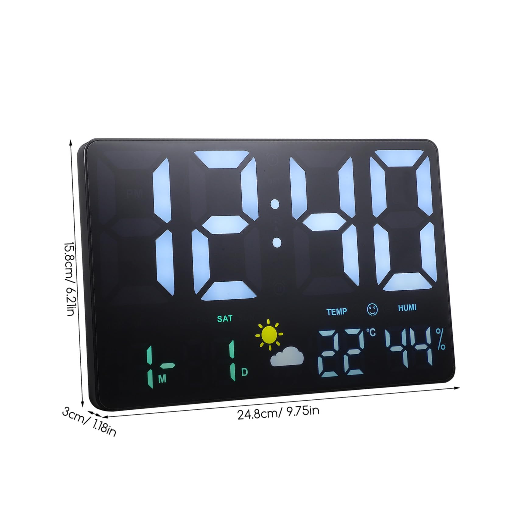 Orologio Digitale da Parete Grande LED Nero Temperatura e Calendario | Alarm Clock Digital, Countdown, Previsioni Meteo, per Ufficio e Soggiorno