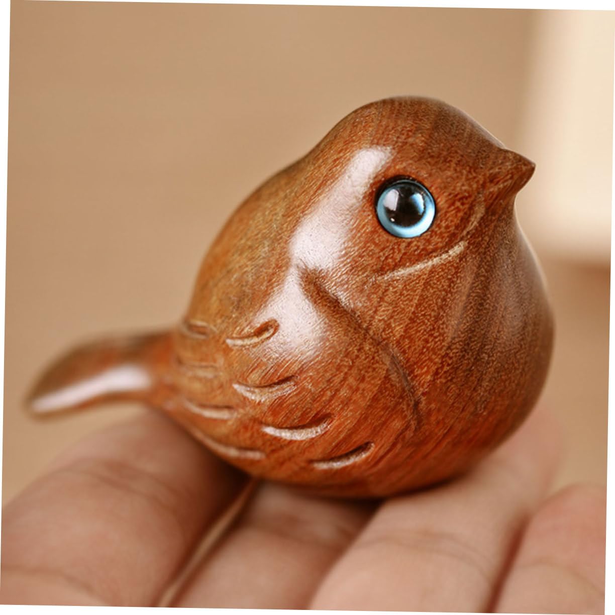 Amazon.co.jp: GREENADSCAPE 木 彫刻 小さい 太った 鳥 木 動物 彫像