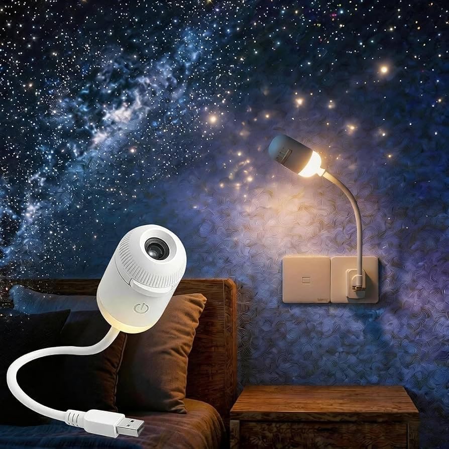 Image of Mini Galaxy Star Projector Night Light, 2-in-1 USB Powered LED Ceiling Projector with 1 Slide, Starry Sky Lamp for Bedroom, Kids, Adults, Nursery, Home, Car Decoration & Romantic Ambience