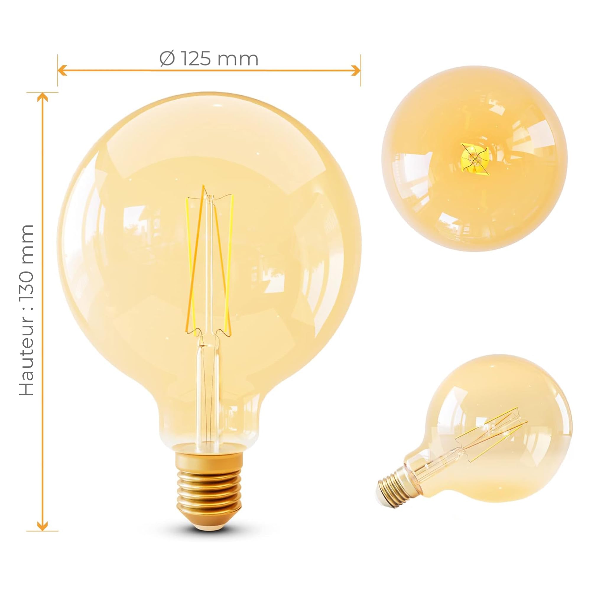 SSC-LUXon EYLA - lot de 2 ampoules LED E27 connectées globe filament | Se remplace en un geste, sans outil ni application, pour un confort lumineux immédiat et des économies d'énergie durables.