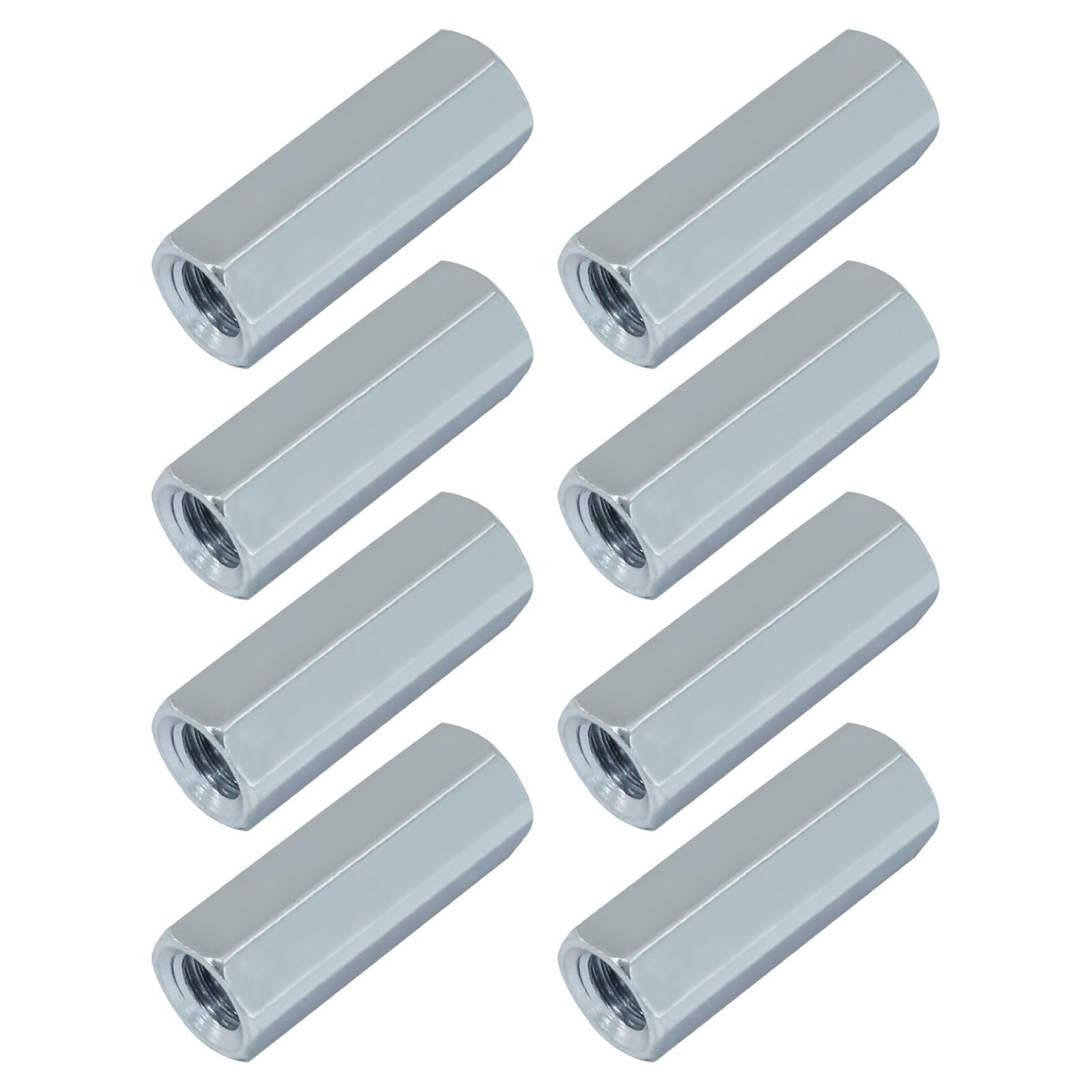 Zorveiio 8 Pcs M5 X 0.8-Pitch 20 mm Length Metric Hex Coupling Nuts, 8 mm Width 304 Stainless Steel Threaded Rod Coupling Nut, Polishing Connector for