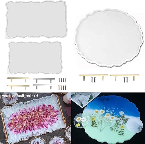 RESINWORLD 2 moldes de silicona grandes para bandeja de geoda de resina epoxi, bricolaje para hacer bandejas de resina (rectangular) + molde de