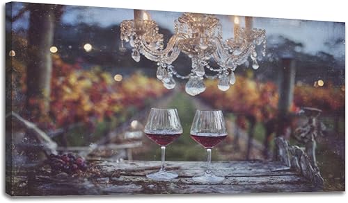 Miniatura 30 de 20"x 40" Canvas Wall Art Dreamy Vineyard Sunset Vintage Wine Glasses Rolling Hills Framed Pictures Painting Prints Large Wall Art for Living Room