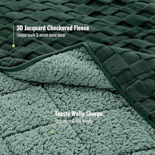 Image of Uttermara Weighted Blanket for Adults 15 lbs Queen Size, Warm Sherpa Fleece Jacquard Heavy Blanket, Soft Fuzzy Weighted Blankets for Couch Bed Sofa, 60 x 80 inches Dark Green