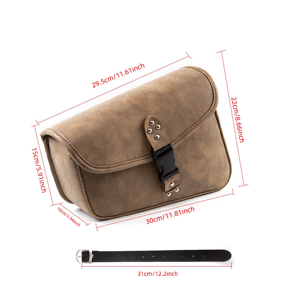 Borsa da moto marrone in pelle PU Swing Bag Tasche laterali Borsa bagaglio triangolare con grande capacità (sinistra)