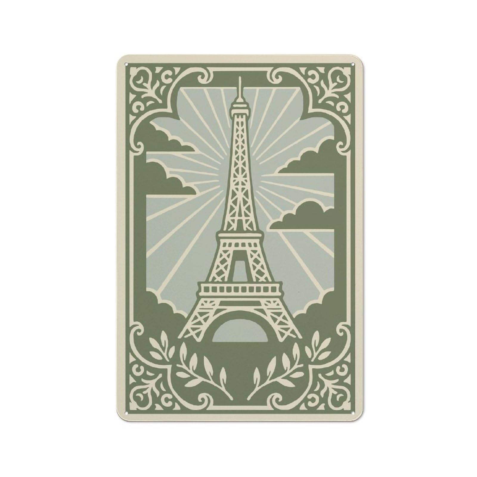 Junmoney Style-4 Eiffel Tower Vintage Rustic Metal Sign 30X20cm For Hobby Room Or Studio, Suited To Hobby Room Decor Fans