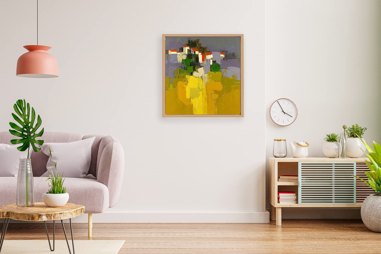 VERRE ART Printed Framed Canvas Painting for Home Decor Office Wall Studio Wall Living Room Decoration (14x14inch Wooden Floater) - Addis Ababa