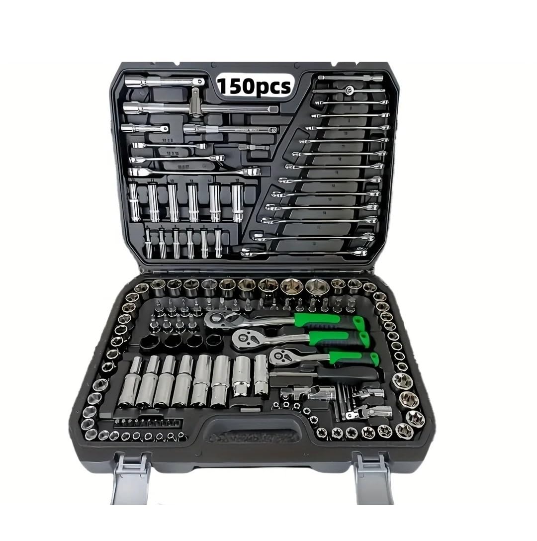 Khfgdhg 150Pcs 150/46Pcs Mechanical Repair Tool Set Multifunctional With Socket Wrench And Ratchet Set Auto Repair Mechanical Toolkit(150Pcs)