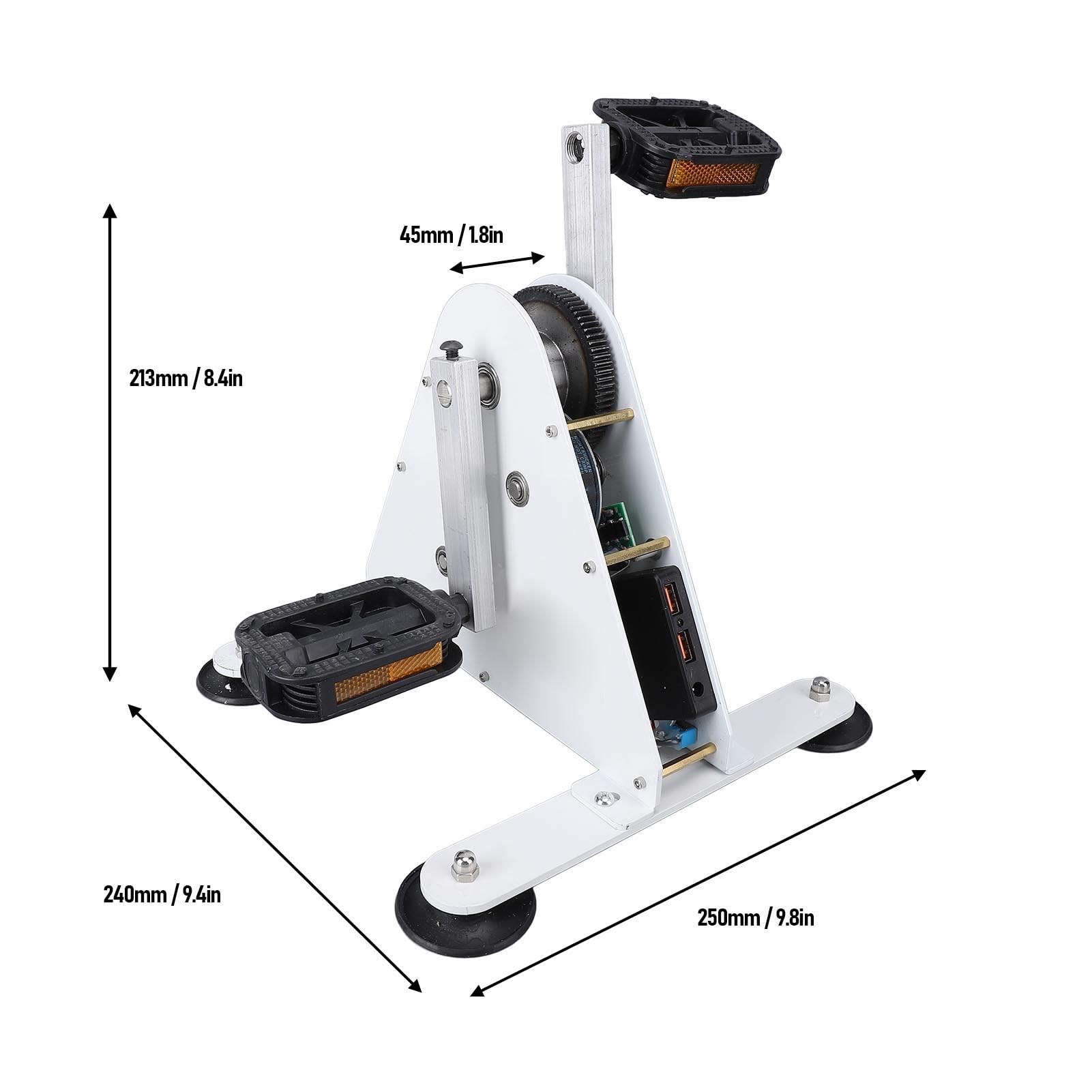 Eujgoov Generatore a Pedale 100W, di Ingranaggi in Metallo e Cinghia Silenziosa, 2 Uscite USB Ricarica Rapida DC 1-35V per Campeggio Alimentazione di Emergenza e Dispositivi a Basso