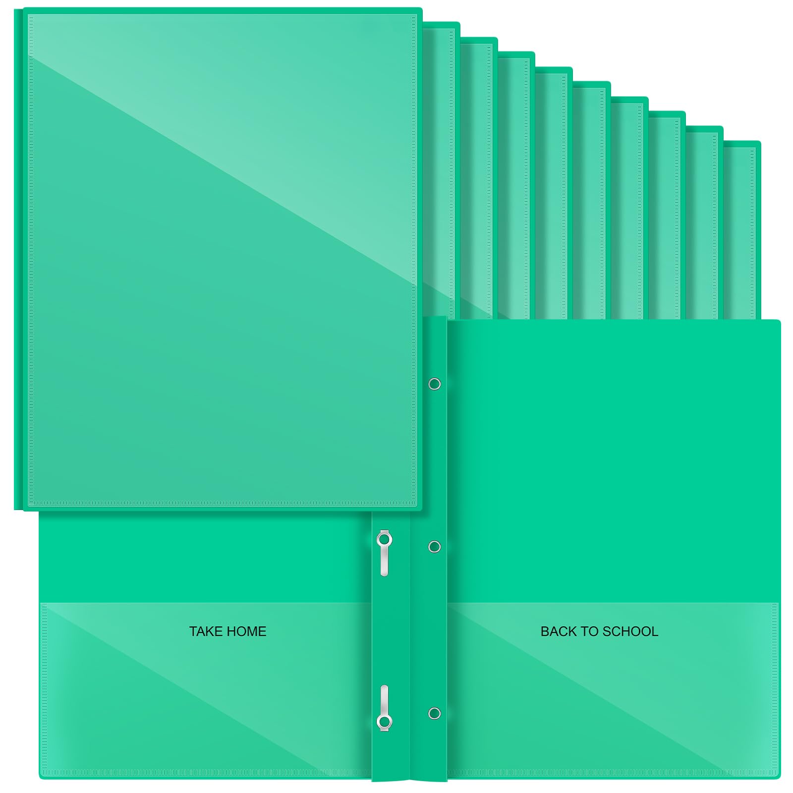 Henoyso 24 Pcs Plastic Folders with Clear Front Pocket and 3 Prong Take Home Plastic 2 Pocket Folder Back to School for Students Parent Teacher