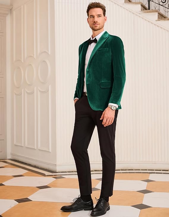Men’s Vintage Style Suits, Classic Suits GRACE KARIN Mens Velvet Blazer Two Button Slim Fit Suit Jacket Sports Coats for Men Prom Wedding Dinner Party  AT vintagedancer.com