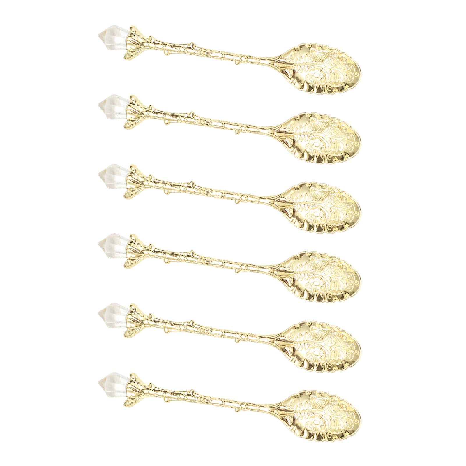 APGLSXY Six Handicraftsman Constructed Metal Spoons with Complex Detailing for Sauce Serving Dessert Display Cookware Old Incised Metal Mixture Spoon