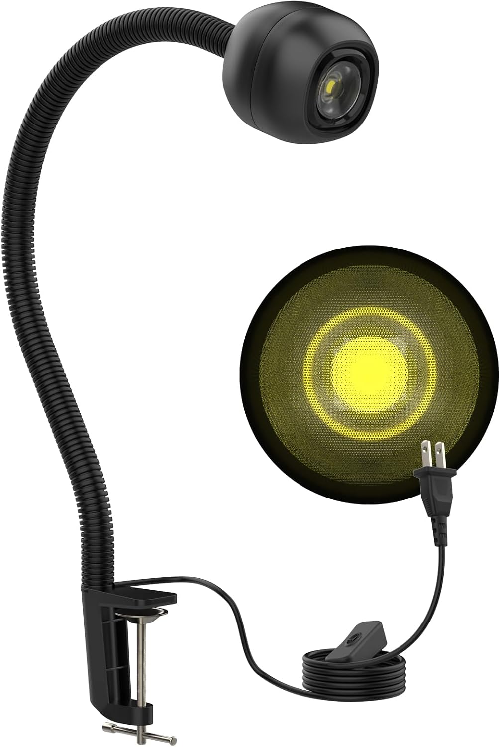 Machine Light, 18W Work Lights, 2160 Lumens Flexible Work Lamp for Lathe Milling Machine Drill Press, Aluminum Alloy Light Head (fix base)