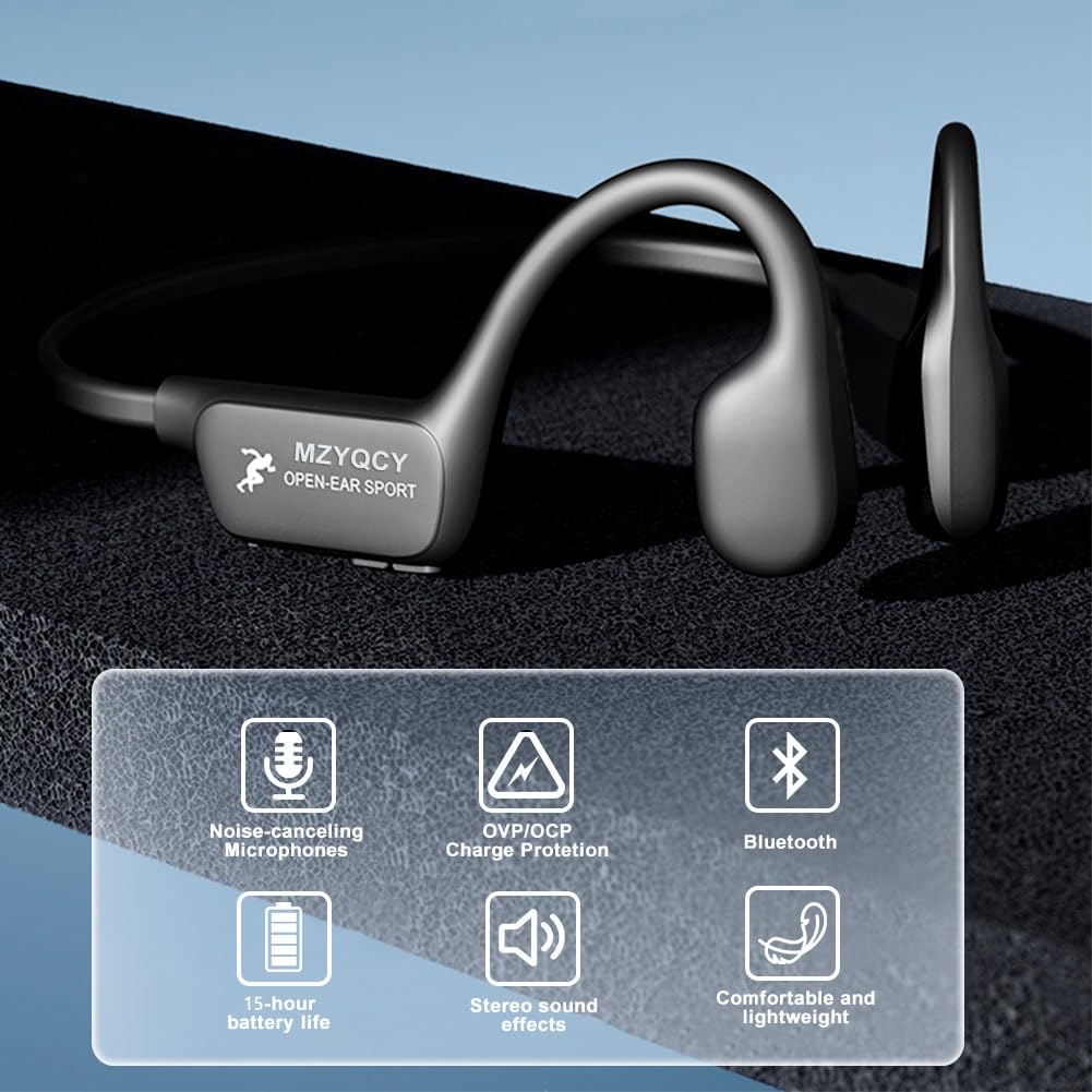 Cuffie a conduzione ossea, cuffie wireless Bluetooth 5.4 con microfono, cuffie Bluetooth sportive impermeabili IPX6, riproduzione 12 ore, per corsa, ciclismo, passeggiate, attività all'aperto