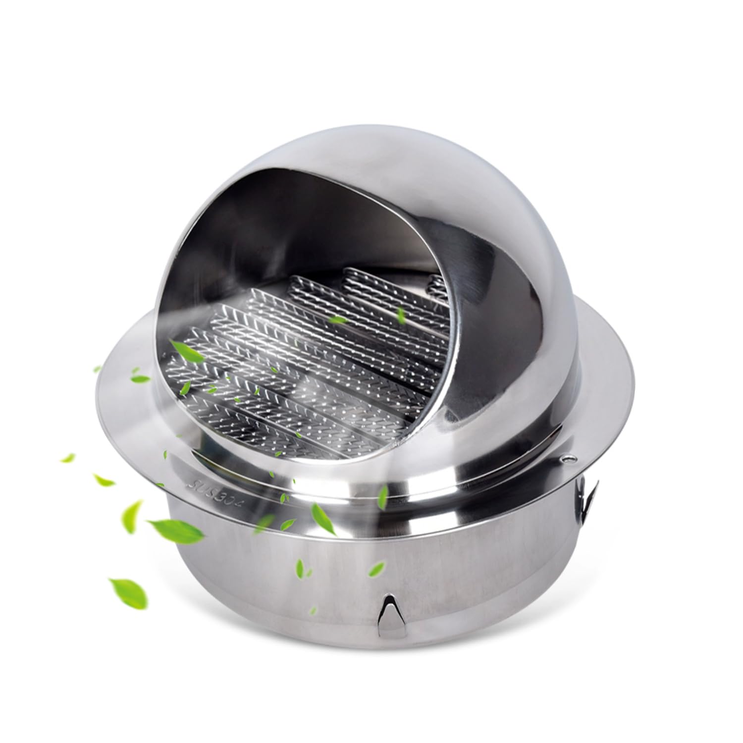 Tissting Air Vent 100mm/3.9in Stainless Steel Ventilation Grille Cover Round Extractor Outlet with Louvres Fly Screen and Drip Deflector