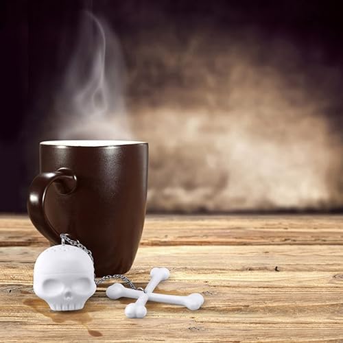 Miniatura 9 de Infusor de hojas de té sueltas de silicona de grado alimenticio con forma de calavera de hueso para especias en forma de filtro de filtro de té para