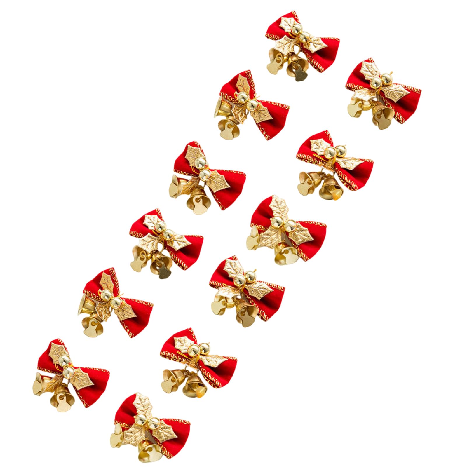 Msioytog 12Pcs Christmas Bows with Bells Burlap Bows Ornaments Wrapping Decoration Wedding Decoration