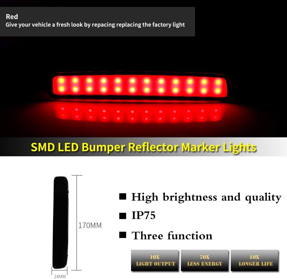 Adiil Led Rear Bumper Reflector Tail Fog Light Compatible with 2014 2015 2016 Scion tC,Smoked Lens