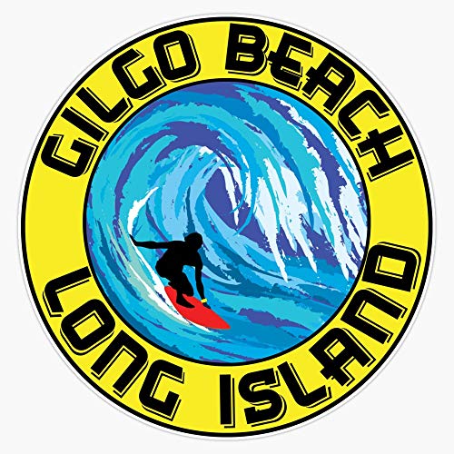 Surfing Gilgo Beach Long Island New York Surf Surfboard Waves Vinyl Waterproof Sticker Decal Car Laptop Wall Window Bumper Sticker 5 