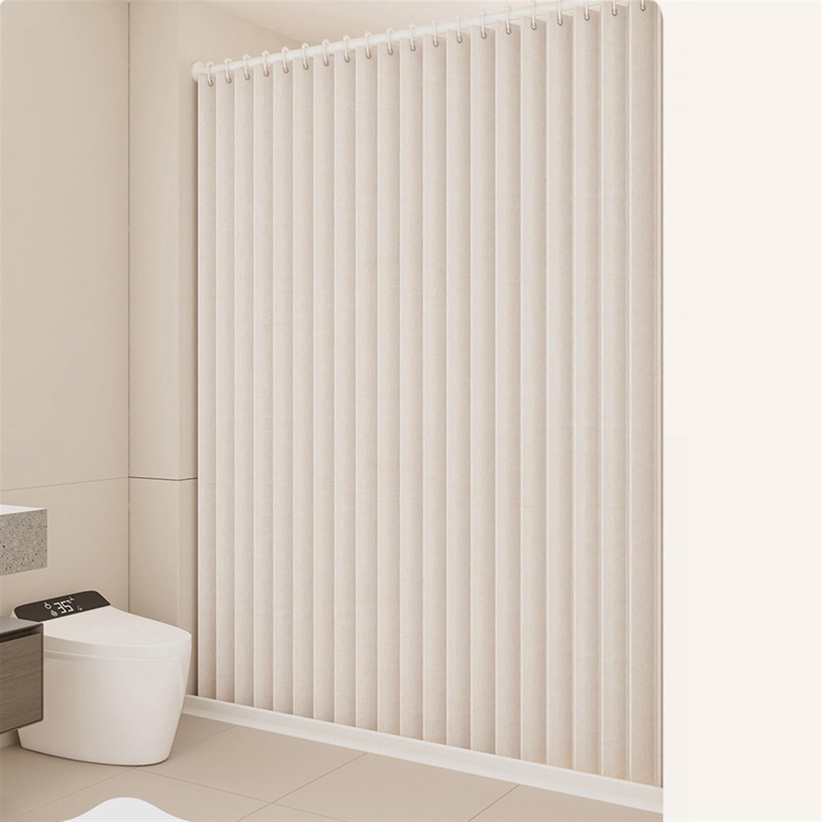 Faltbarer wasserdichter magnetischer Duschvorhang mit Haken, schimmelfreies Polyester-Leinen-Akkordeon-Design für Badezimmer, 150 x 200 cm, langlebig und stilvoll