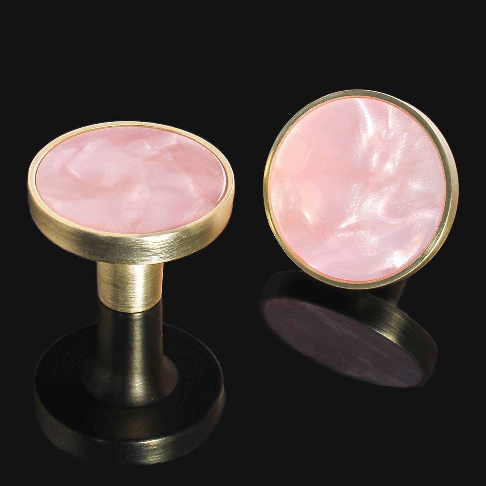 Lot de 12 boutons ronds en laiton pour tiroirs de commode, poignées de commode, boutons de placard de cuisine, placard, porte, matériel décoratif, 3,8 cm de diamètre, rose
