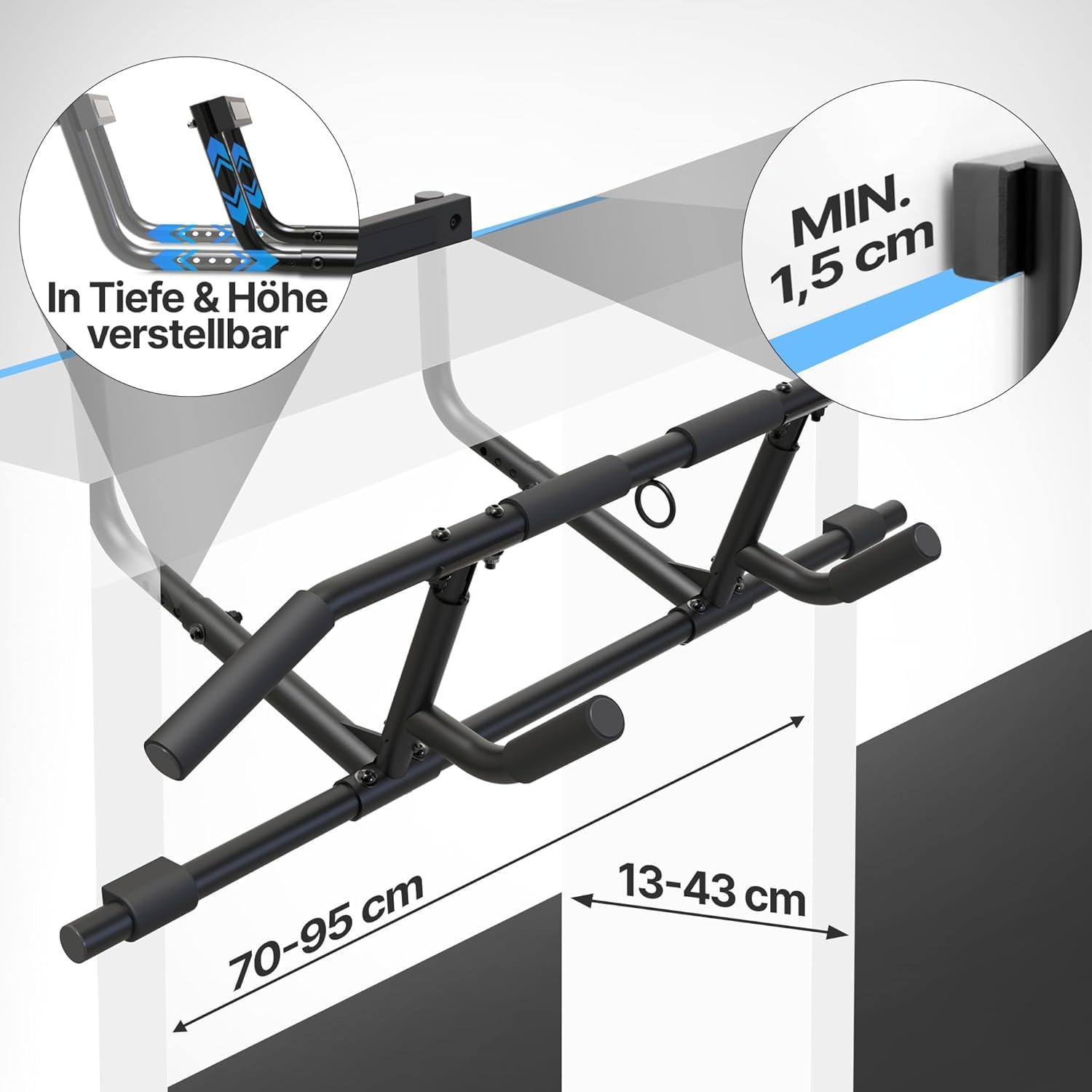 NEOLYMP Calisthenics Set – Komplettset mit Klimmzugstange Türrahmen, Turnringen, Liegestützgriffen, Dip Barren & Resistance Bands – Profi Calisthenics Equipment für Zuhause – Home Gym