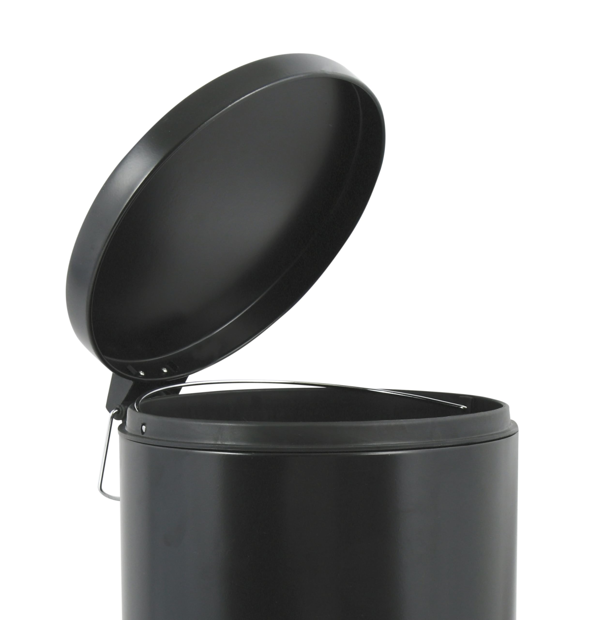 MSV - Papelera de baño - Acero inoxidable con cubo extraíble - Mecanismo de pedal - Compacta y práctica - Negra - 30L - Resistente a la humedad