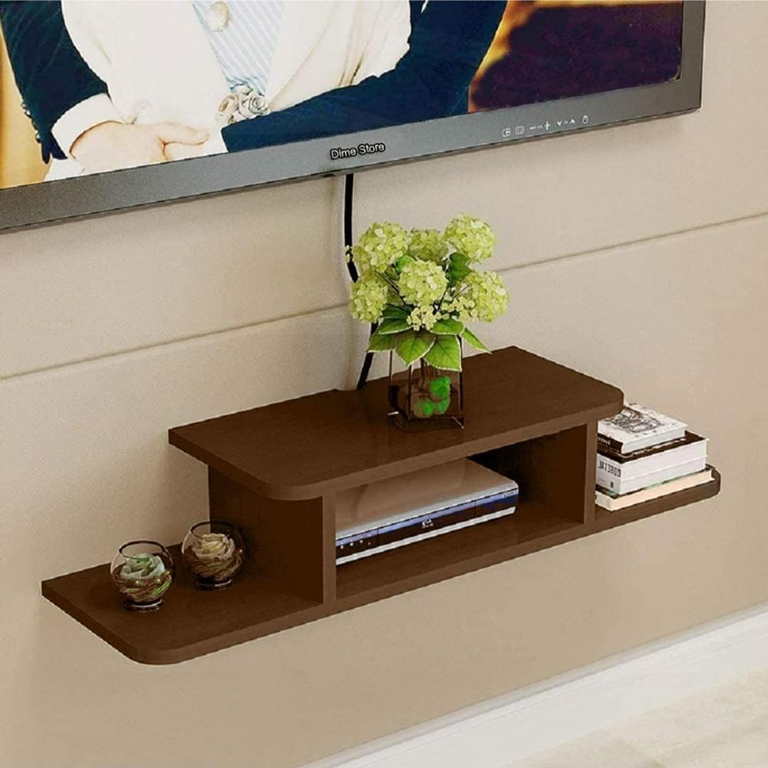 Shah Handicraft Setup Box Stand/Set Top Box Stand Wall Mount for Home Wall Shelf for Holding Speakers WiFi Router Game Console Remote Streaming Device (Brown, Standard)-image-40