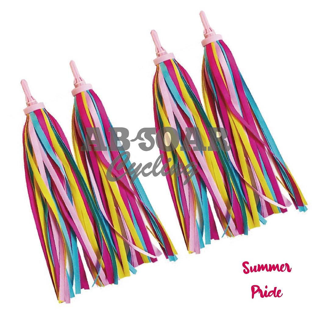 ABSOAR Cycling Colorful Bike Streamers Girls Boys Kids Bicycle Tassel Ribbon Handlebar Scooter Streamers 2 Pairs, Summer Pride