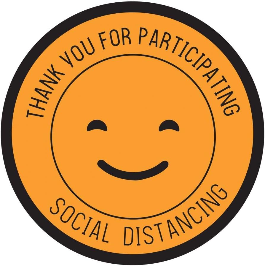 Large Social Distancing Floor Sticker - Commercial Grade Non-Slip - 7006-2 Pack (14 Inch Round, Yellow)