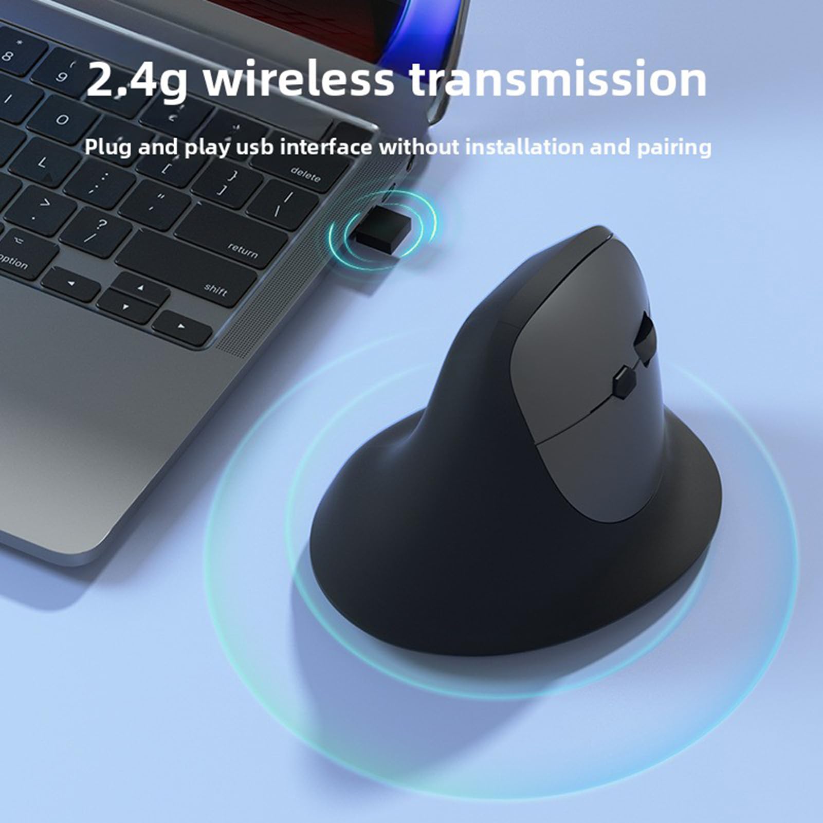 Jiawu Mouse Ergonomico, Mouse Verticale Wireless Bluetooth con Doppia modalità BT 5.4 e USB 2.4G, 3 Livelli DPI Regolabili 800/1200/1600 6 Pulsanti per Laptop, PC, Computer, Desktop
