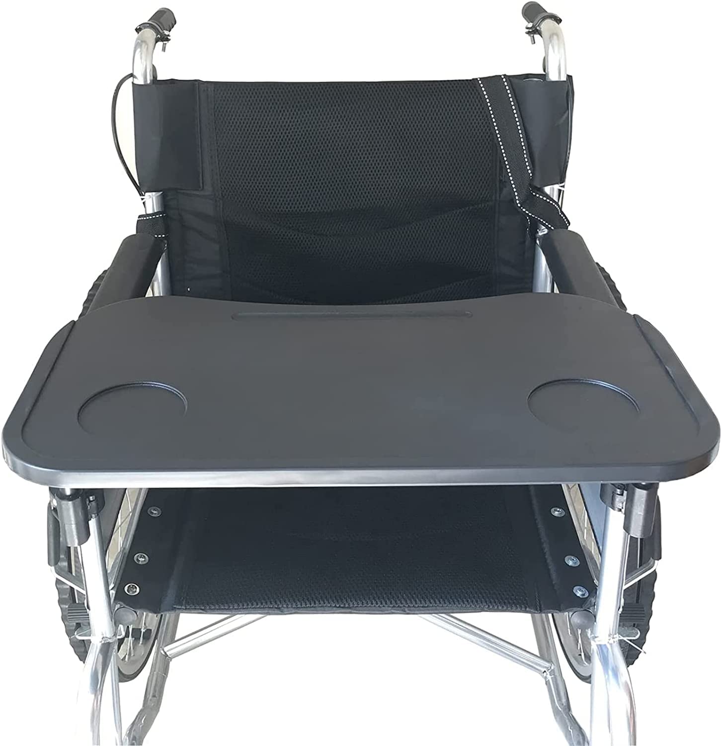 TrUkd Bandeja portátil para Silla de Ruedas, Bandeja para Silla de Ruedas, Accesorio de Movilidad extraíble para Adultos, se Adapta a Anchos de Asiento de Silla de Ruedas de 42 a 52 cm