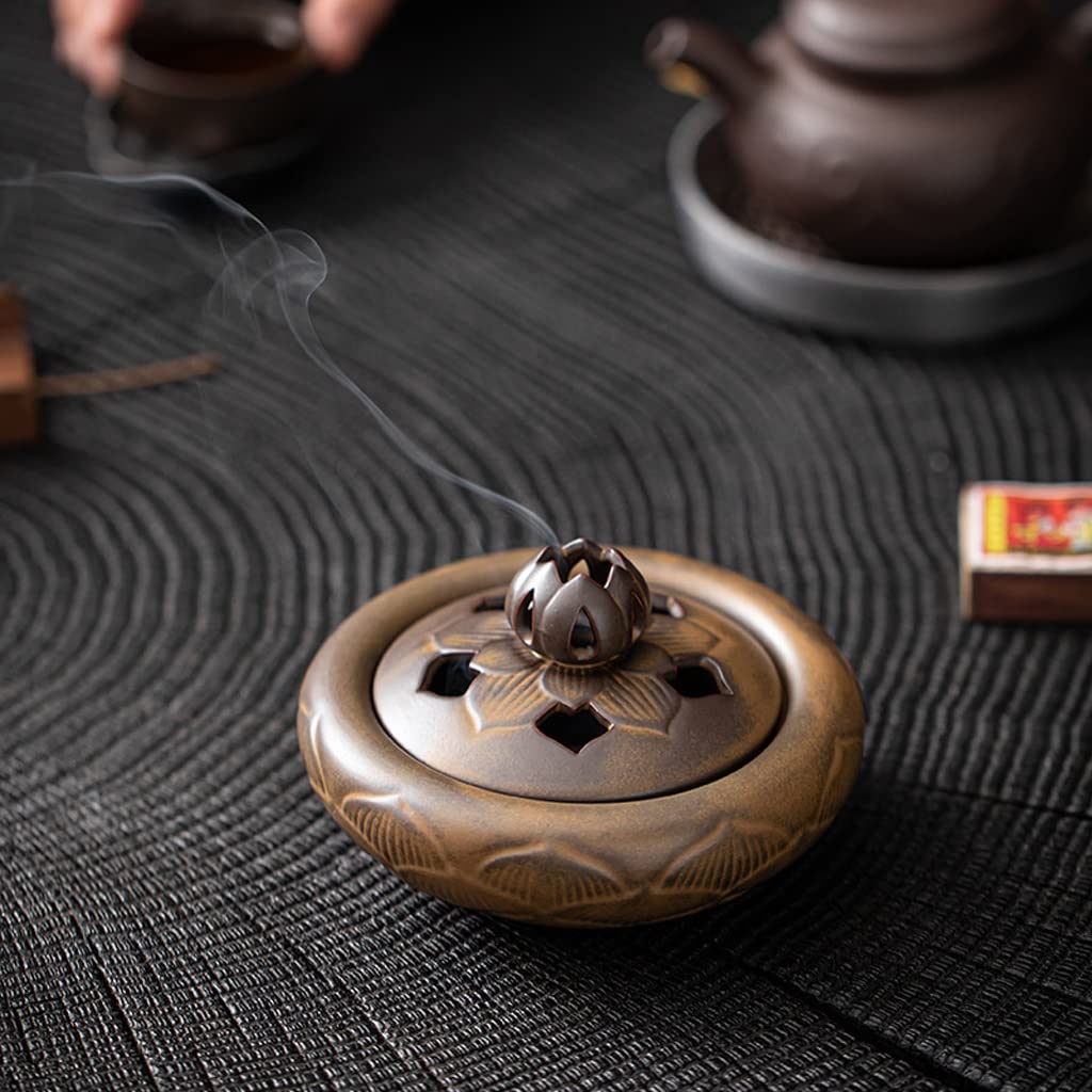 Räucherstäbchenhalter Lotus Plate Weihrauch Brenner antiker Keramik Weihrauchhalter Sandelholz -Wolkenerholzhalter for Home Office Teaehouse Weihrauch Meditation Zen Räucherstäbchen Halter