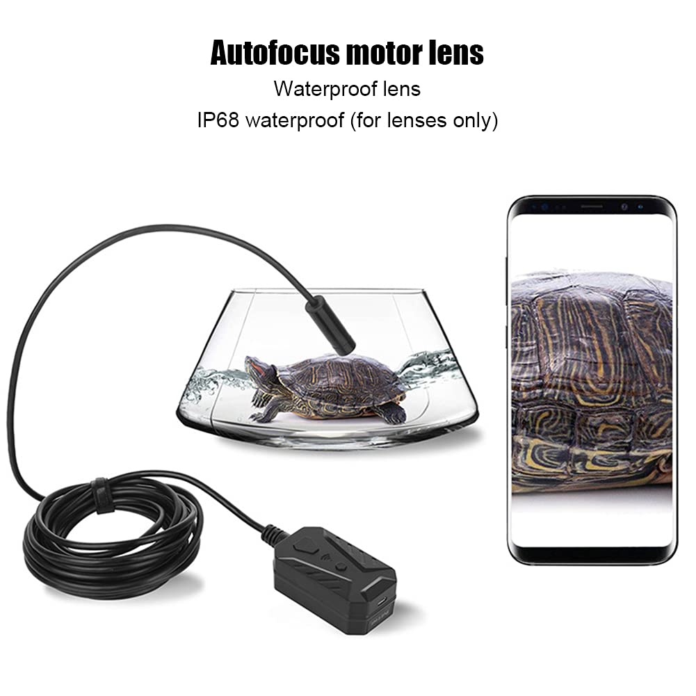 Endoskop telefonu, Ultra Clear WiFi Auto Focus 5MP Endoskop telefonu komórkowego z wodoodpornym obiektywem, Wifi Autofocus 5 Million Telefon komórkowy Endoskop do systemu telefonicznego(10m)