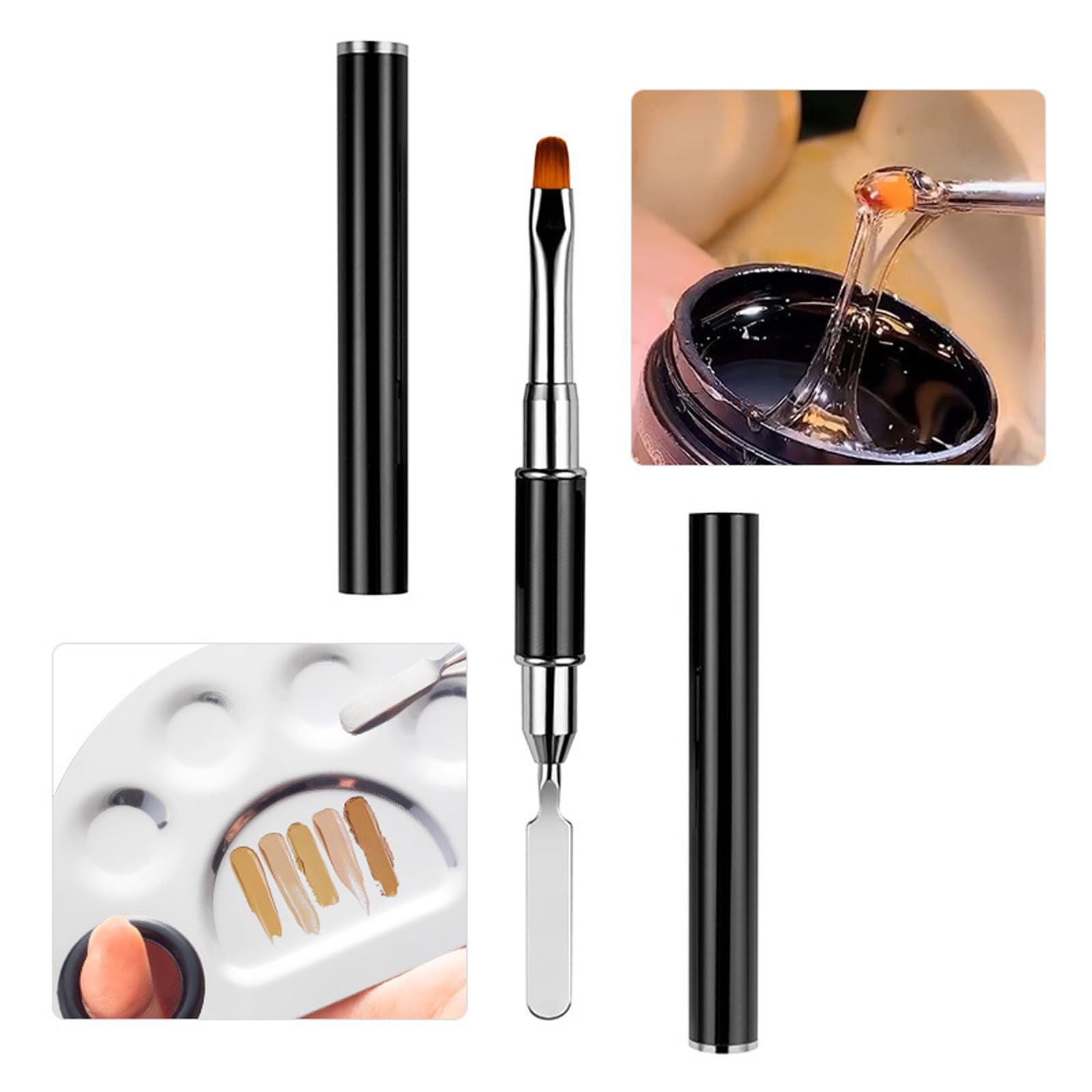 Dual-ended Nail Art Penna,Spazzola per Unghie UV,2 in 1 Nail Art Brush Dual Ended Polygel Spazzola,Accessori Unghie,Strumenti Gel UV Acrilico Unghie Extension Nail