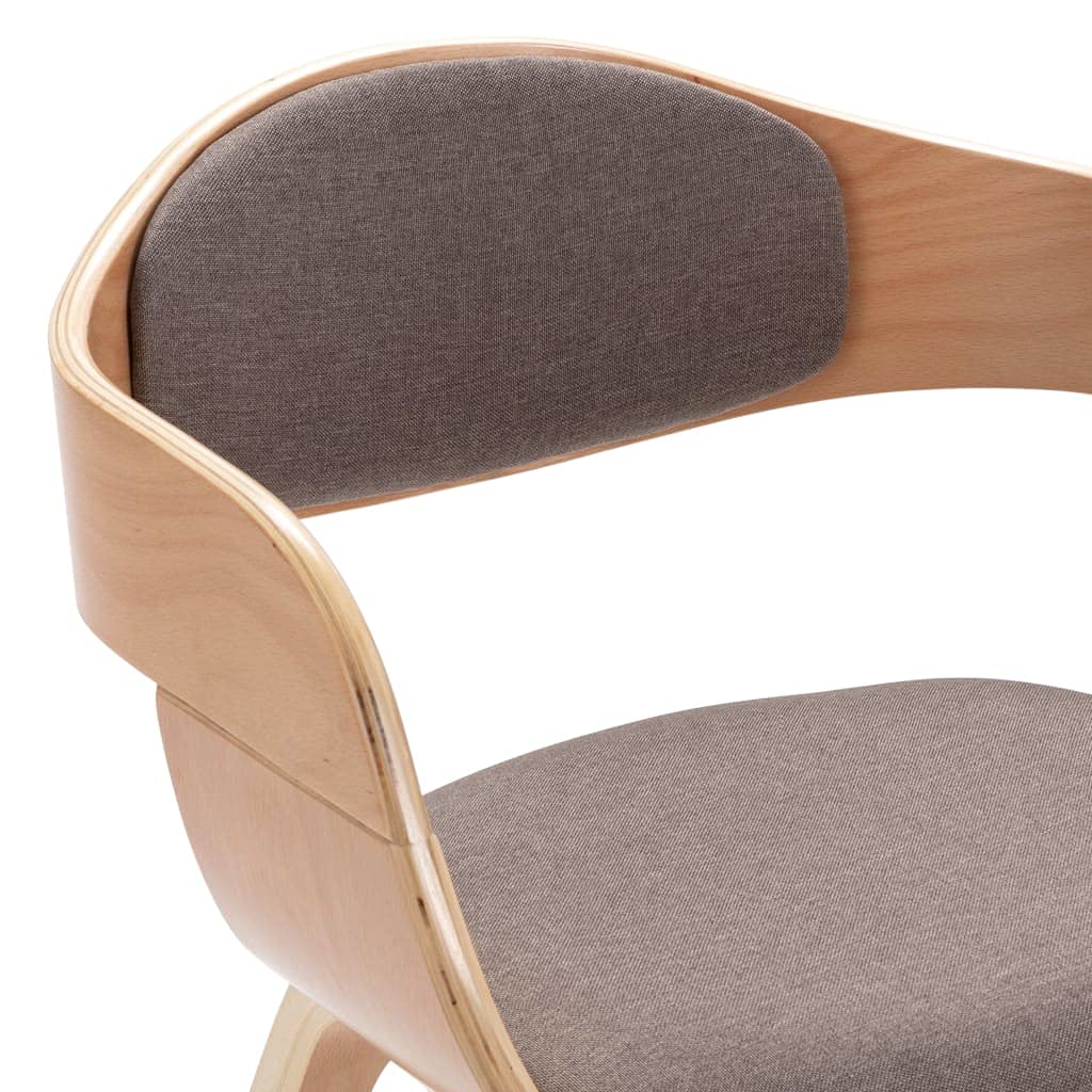 Krzesło do jadalni 6-częściowy zestaw z drewna łukowego z obiciem w kolorze taupe, wyściełane, ergonomiczne, nowoczesne, skandynawskie, z podłokietnikami, obrotowe, stabilne, do jadalni