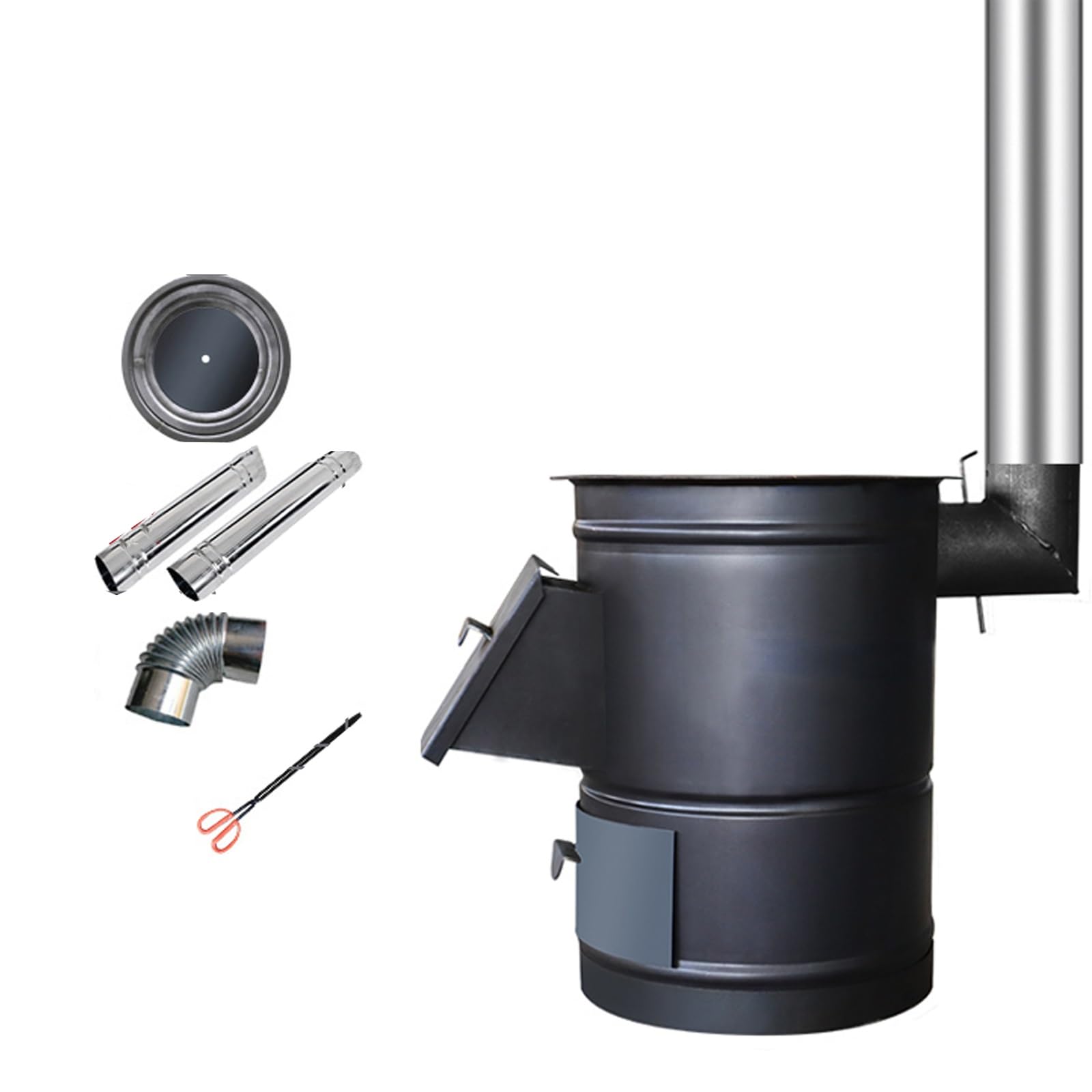 Estufa Leña Interior Rinconera, Estufa Leña Interior Pequeña, Chimenea Exterior para Terraza Estufa de Leña en Acero para la Calefacción de Los Ambientes(58cm)