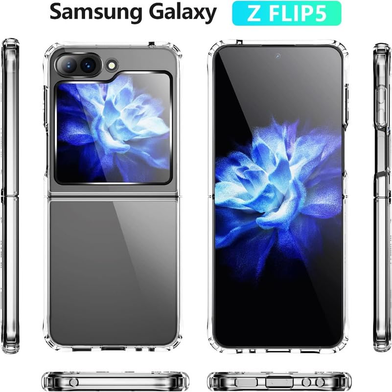Image of Case Creation New Samsung Z Flip5 Premium Imported 0.3mm Crystal Clear Totu Silicone Transparent Flexible Soft Corner Protection with TPU Slim Back Case Color Cover for Z Flip5