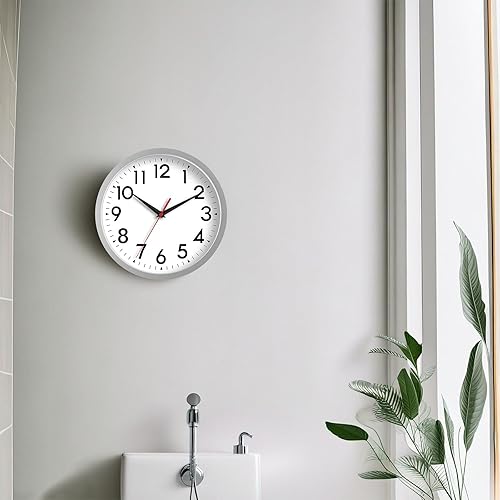 Miniatura 4 de Simpel - Reloj de pared moderno a pilas de 10 pulgadas, silencioso, sin tictac, decorativo, para cocina, oficina, aire libre, dormitorio, sala de