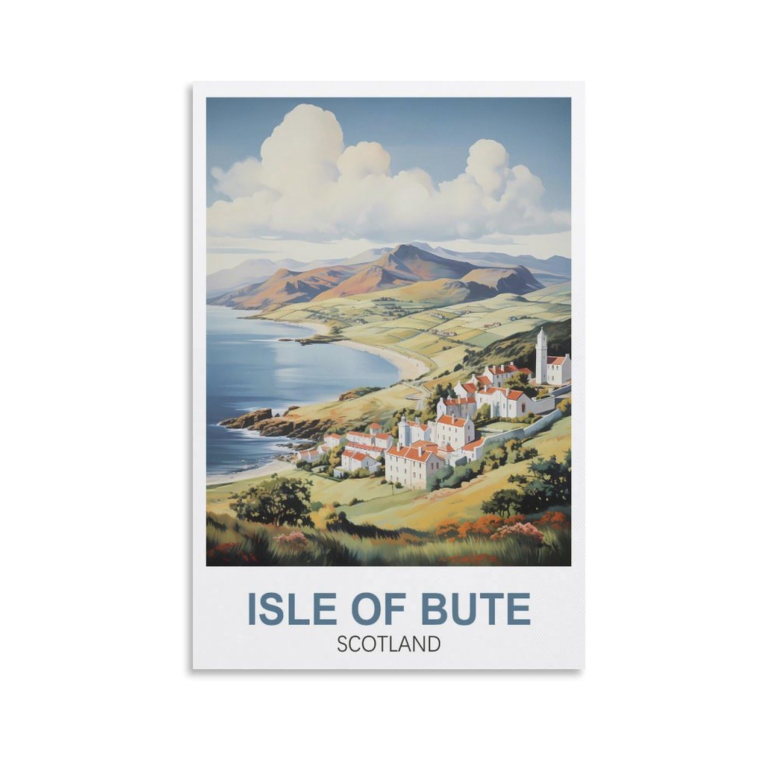 ZBBGGOZ Isle of Bute Scotland Vintage Travel Poster 08x12inch(20x30cm) Canvas Wall Posters And Art Picture Print Modern Family Bedroom Decor