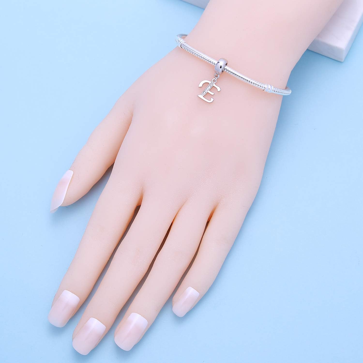 SOUKISS 925 Sterling Silver Letter Beads Initial A-z Dangle Alphabet Crystal Charm Fits European Bracelet Gift for Mother Valentines day - Image 5