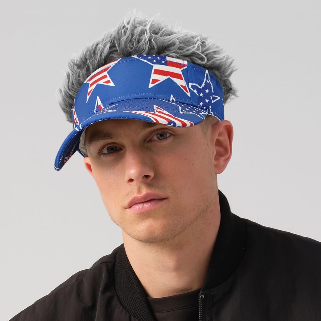Mens Visor Cap Wig Spiked Adjustable Baseball Cap Golf Hats - Image 3
